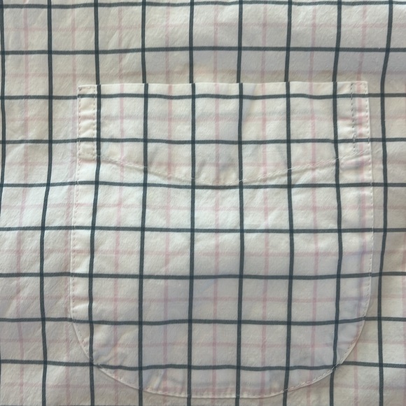 J. CREW Slim Untucked Button Down Shirt white with blue and pink squares - Picture 3 of 6